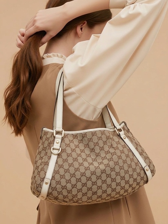 Gucci Handbags - G U C C I Monogram Medium Abbey Shoulder Bag Off White